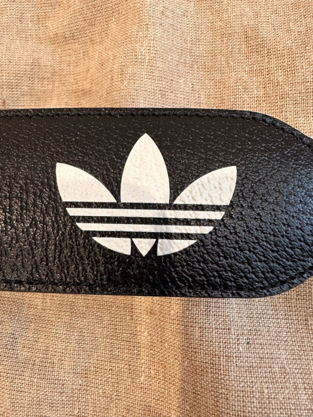 ADIDAS X GUCCI Black Leather Belt with Gold Horsebit & Trefoil Logos Size 80/32 - Picture 5 of 11